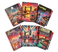 Bells Box Set di 6 quaderni e penne souvenir di Londra, blocco note A6 con bandiera del Regno Unito, set regalo da viaggio britannico