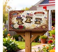 Bells - Coperture magnetiche per cassetta postale, motivo festivo con bandiere patriottiche, rose per il giorno dell'indipendenza, decorazione per esterni, giardino, cortile, 45,7 x 53,3 cm