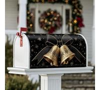 Bells - Coperture magnetiche per cassette postali, nastro natalizio natalizio con fiocchi di neve, copertura per cassetta postale dorata, per decorazione cortile anteriore 53 x 64 cm