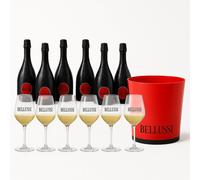 Bellussi Brut Cuvee Prestige 75 cl 6 Bottiglie con Bicchieri e Secchiello