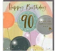 Belly Button Designs Biglietto di auguri elegante 90° compleanno goffrato ideale per regali in denaro o buoni formato generoso BE320