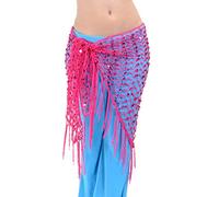 BellyLady Gonne per danza del ventre, Gonna da donna con paillettes e nappe Sciarpa triangolare egiziana, accessorio