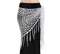 BellyLady Sciarpa per Danza del Ventre Scialle Triangolare Egiziano, Bianco, Taglia unica