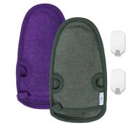 Belmalia 2x Guanti Peeling in Bambù | Guanti Lavaggio Esfoliante, Rimozione della pelle morta per il Corpo | Spugna per Bagno e Doccia | Guanti per Scrubber con 2 Ganci in Metallo | Viola + Verde