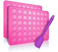 Belmalia 2x Stampi in Silicone Macarons per Perfetti Macaron | Stampo Antiaderente in Silicone + Raschietto | Rosa Fucsia