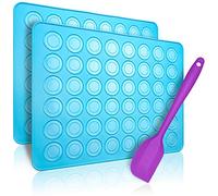 Belmalia 2x Stampi in Silicone Macarons per Perfetti Macaron | Stampo Antiaderente in Silicone + Raschietto | Blu