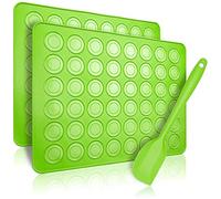 Belmalia 2x Stampi in Silicone Macarons per Perfetti Macaron | Stampo Antiaderente in Silicone + Raschietto | Verde