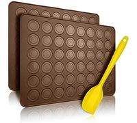 Belmalia 2x Stampi in Silicone Macarons per Perfetti Macaron | Stampo Antiaderente in Silicone + Raschietto | Marrone