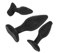 Belmalia 3x Plug Anale Silicone con Supporto, Triplo Set: Ø 30, Ø 40, Ø 45 mm, Dildo per Esperti e Principianti, Butt Plug Nero