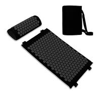 Belmalia Set Tappeto Agopressione | Tappetino Massaggiante e Cuscino Relax | Maniglie Facile Trasporto | Nero