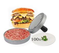 Belmalia Stampa Burger 100 Fogli di Carta da Forno per Perfetti Burger, Hamburger, Cheeseburger, Fricadelle, Polpete, Padella, Barbecue, Antiaderente, 11cm