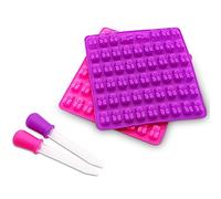 Belmalia - Stampo in Silicone Praline di Cioccolato o Caramelle a Forma di Orsetto, per 53 Cioccolatini o Caramelle + Pipetta Contagocce. Lila + Pink