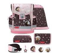 Belmil Classy Plus - Set di 6 zaini per la scuola, con cintura extra (405-78AG/S/H), Champion Horses, Mittelgroße