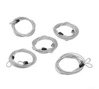 Belnotelt Cavo di sicurezza in acciaio per biciclette, 2 m, antifurto, con doppi anelli per lucchetti, serrature a U e blocca disco, cavo flessibile rivestito in PVC (argento)