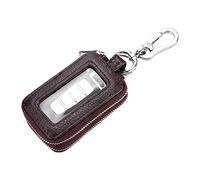 BELOMI Portachiavi per auto, in vera pelle, con cordino e chiusura a cerniera, per uomini e donne (caffè)