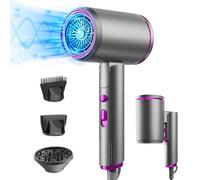 BelonLink Asciugacapelli, 2400W Asciugacapelli Ionico, Phon per Capelli Pieghevole, 2 Livelli Riscaldamento 3 Velocità, con Diffusore per Ricci, Ugello, Pettine Concentratore, per Molte Acconciature