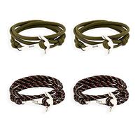 Belons 4 braccialetti unisex con ancora e speranza, in lega di nylon intrecciato, 4 fili, colore: nero e verde