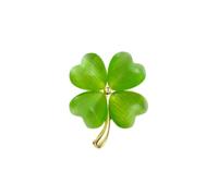 Belons Spilla a forma di quadrifoglio con opale e quadrifoglio portafortuna, occhio di gatto, spilla da bavero, decorazione per borse, idea regalo per donne e ragazze, verde