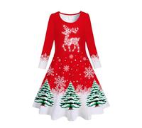 Belovecol Abito per ragazze, tempo libero, bambini, a maniche lunghe, con scollo rotondo, colorato, per autunno e inverno, per feste, 4-15 anni, S-XL, Y-alce 2, 10-12 Anni