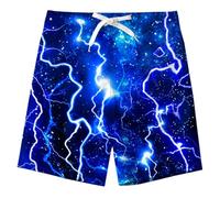 Belovecol Costume da Bagno per Ragazzi Pantaloncini da Bagno Elasticizzati Pantaloncini da Spiaggia con Flash 3D per Bambini 7-8 Anni