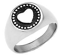 Beloved ❤️ Anello da mignolo da Donna retrò in Acciaio Inossidabile - Varie Misure, Anallergico, Alta qualità (Cuore, 9)