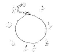 Beloved Bracciale componibile con sferette in acciaio - personalizzabile fino a 15 lettere e simboli pendenti - nome, parola, iniziali, simbolo - colore silver (7 Lettere/Simboli)