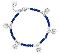 Beloved Bracciale Crystal Chic con Charms e Cristalli taglio briolè - regolabile fino a 20 cm con moschettone - Cristalli di vari colori e charms a tema (Cristalli Blu, Alberi della vita)