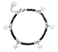 Beloved Bracciale Crystal Chic con Charms e Cristalli taglio briolè - regolabile fino a 20 cm con moschettone - Cristalli di vari colori e charms a tema (Cristalli Neri, Stelle)