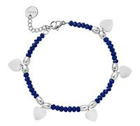 Beloved Bracciale Crystal Chic con Charms e Cristalli taglio briolè - regolabile fino a 20 cm con moschettone - Cristalli di vari colori e charms a tema (Cristalli Blu, Cuori)
