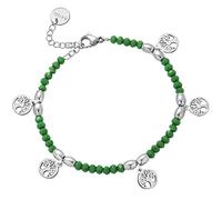 Beloved Bracciale Crystal Chic con Charms e Cristalli taglio briolè - regolabile fino a 20 cm con moschettone - Cristalli di vari colori e charms a tema (Cristalli Verdi, Alberi della vita)