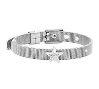 Beloved Bracciale da donna, braccialetto acciaio e cristalli con cinturino semirigido tipo orologio e chiusura a fibbia, lunghezza regolabile con charm (Stella)