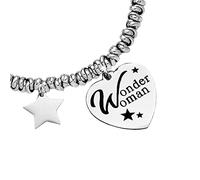 Beloved ❤️ Bracciale da donna, braccialetto in acciaio emozionale con nodini - frasi, pensieri, parole con charms - ciondolo pendente - misura regolabile - incisione (MOD 10, Silver)