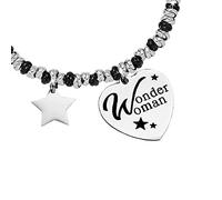 Beloved ❤️ Bracciale da donna, braccialetto in acciaio emozionale con nodini - frasi, pensieri, parole con charms - ciondolo pendente - misura regolabile - incisione (MOD 10, Silver e Black)