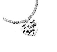 Beloved ❤️ Bracciale da donna, braccialetto in acciaio emozionale - frasi, pensieri, parole con charms - ciondolo pendente - misura regolabile - incisione - argento (FR49)