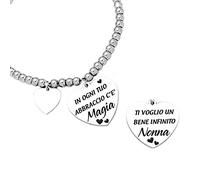 Beloved ❤️ Bracciale da donna, braccialetto in acciaio emozionale - frasi, pensieri, parole con charms - ciondolo pendente - misura regolabile - incisione - argento - tema famiglia (BL13)