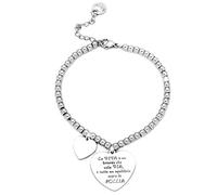 Beloved Bracciale da donna, braccialetto in acciaio emozionale - frasi, pensieri, parole con charms - ciondolo pendente - misura regolabile - incisione - argento (MOD 19)