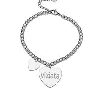Beloved ❤️ Bracciale da donna, braccialetto in acciaio emozionale - frasi, pensieri, parole con charms - ciondolo pendente - misura regolabile - incisione - argento (FR24)