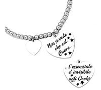 Beloved ❤️ Bracciale da donna, braccialetto in acciaio emozionale - frasi, pensieri, parole con charms - ciondolo pendente - misura regolabile - incisione - argento (FR50)