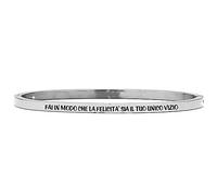 Beloved Bracciale da donna in acciaio Emozionale - frasi, pensieri, parole con charms - incisione su due lati - colore silver (BL6 Silver)