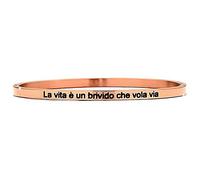 Beloved Bracciale da donna in acciaio Emozionale - frasi, pensieri, parole con charms - incisione su due lati - colore silver (MOD 12 Rose Gold)