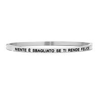 Beloved Bracciale da donna in acciaio Emozionale - frasi, pensieri, parole con charms - incisione su due lati - colore silver (MOD 11 Silver)