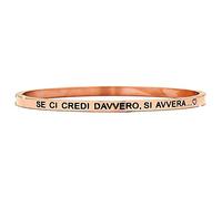 Beloved Bracciale da donna in acciaio Emozionale - frasi, pensieri, parole con charms - incisione su due lati - colore silver (MOD 9 Rose Gold)