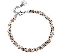 Beloved Bracciale da donna o unisex, braccialetto in acciaio con nodini - Misura regolabile fino a 21 cm con moschettone - Vari colori e misure (Silver/Rose gold, Small)
