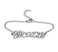 Beloved Bracciale da donna Sentence - braccialetto in acciaio con frasi, parole - ciondolo pendente - misura regolabile - Sticazzi colore silver