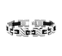 Beloved Bracciale da uomo acciaio e silicone nero - Lunghezza 22,50 cm - Chiusura a clip