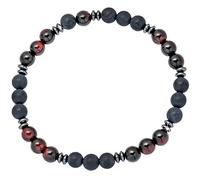 Beloved ❤️ Bracciale da uomo con pietre dure naturali e divisori in ematite - Adattabili al polso con elastico (Double Round Nero/Marrone)