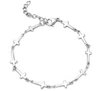 Beloved ❤️ Bracciale donna e unisex rosario in acciaio - girocollo colore silver, con croci - bracciale