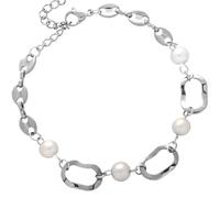 Beloved ❤️ Bracciale donna in Acciaio con perla e/o madreperla - lunghezza regolabile - chiusura a moschettone (M8, Silver - Argento)