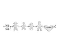 Beloved ❤️ Bracciale Famiglia donna o unisex in acciaio - braccialetto varie composizioni - incisione nera My Family - (Silver, Genitori + bimba + bimbo + gatto)