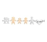 Beloved ❤️ Bracciale Famiglia donna o unisex in acciaio - braccialetto varie composizioni - incisione nera My Family - (Silver & Rose Gold, Genitori + 2 bimbe)